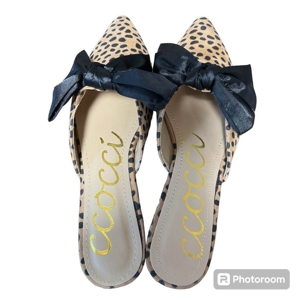 CCOCCI Valerie Leopard Flats with black bow Size 7.5 NWOT Women - Picture 9 of 12